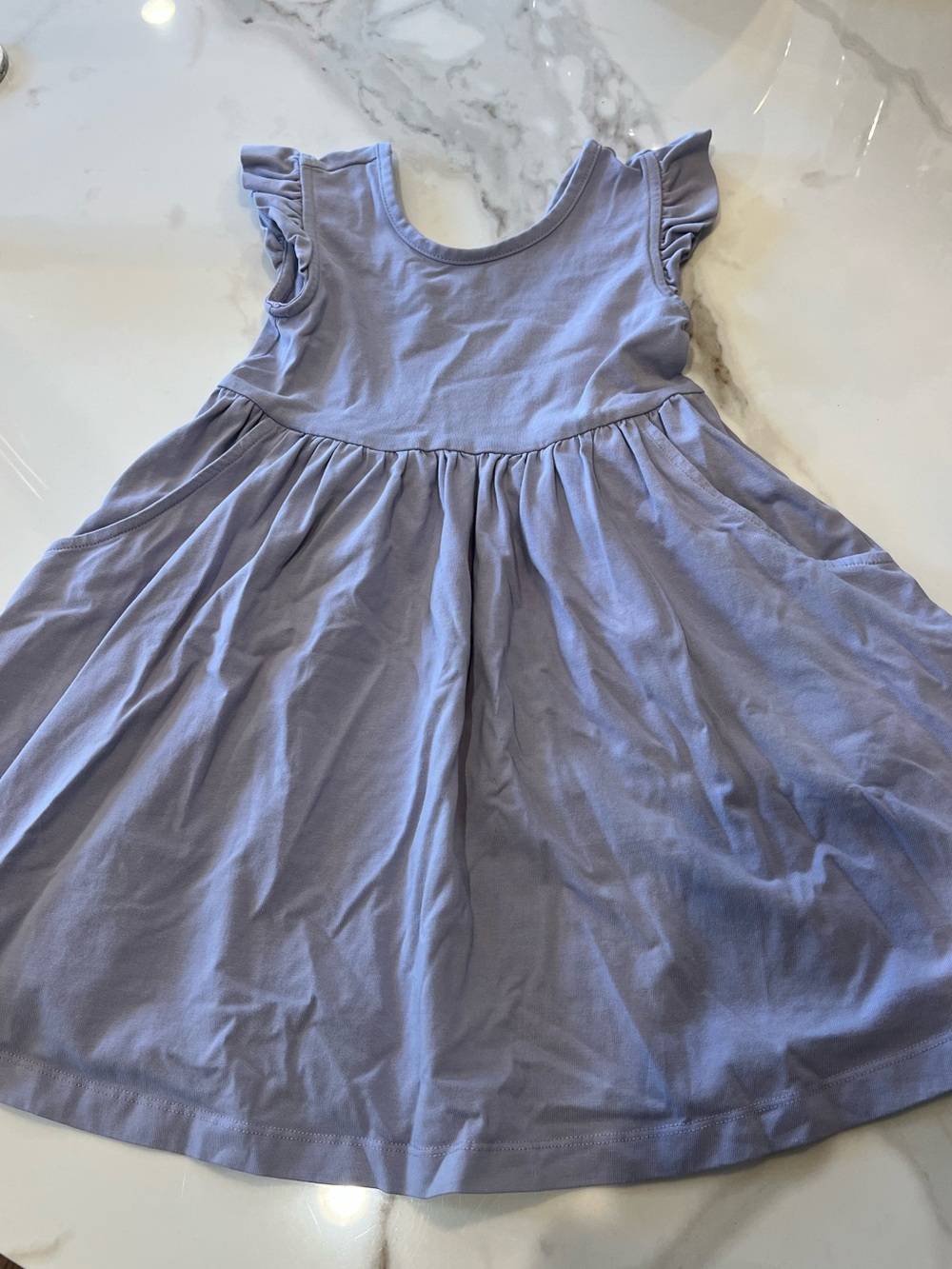 Hannah Anderson Girls Lavender Flutter Sleeve Dress - Size 4